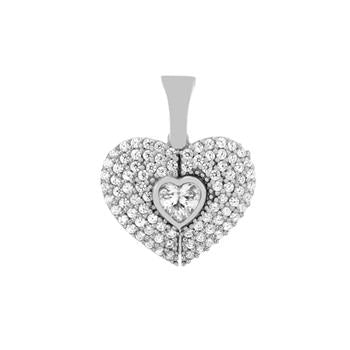 Engravable - CZ Heart Wings Sterling Silver Pendant