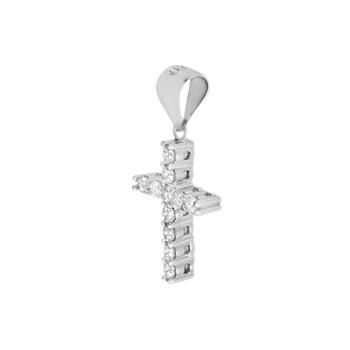 Sterling Silver Rhodium CZ Cross Pendant