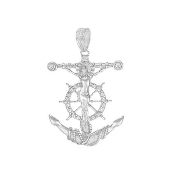 Sterling Silver Mariner's Anchor Crucifix Pendant
