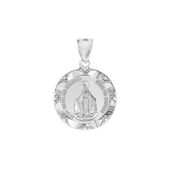 Virgin Mary Sterling Silver Medal Pendant