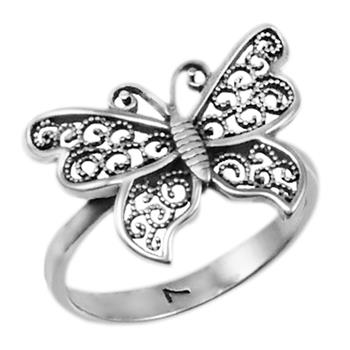 Sterling Silver Oxidized Butterfly Ring