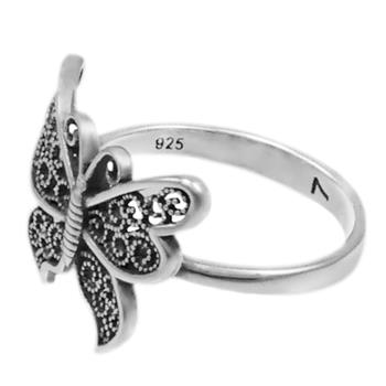 Sterling Silver Oxidized Butterfly Ring