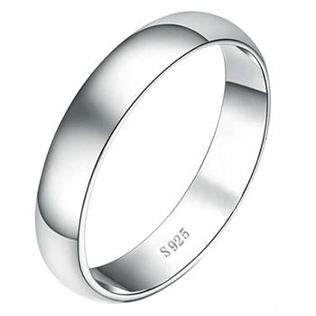 4MM Sterling Silver Rhodium Wedding Band Ring