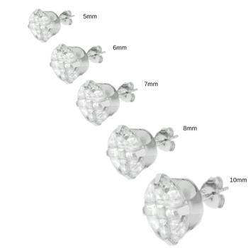 Round CZ Invisible 9 Cut Sterling Silver Stud Earring