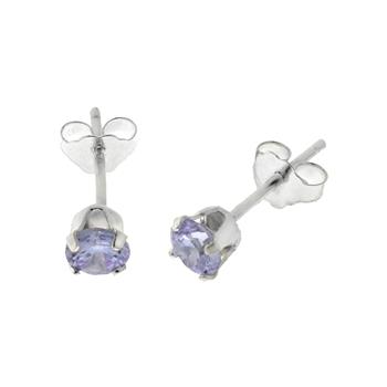 4mm Round Lavender CZ Sterling Silver Stud Earring