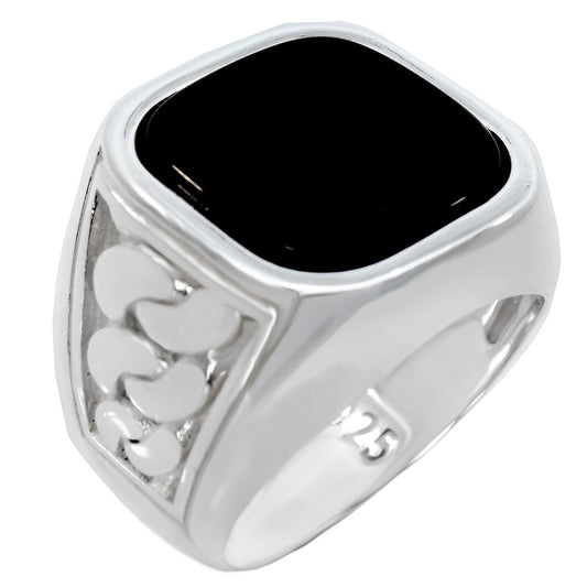 14x14mm Square Black Onyx Sterling Silver Ring