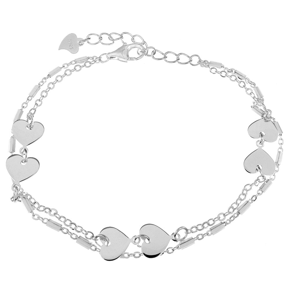 Mix Match Double Chain Heart Bracelet