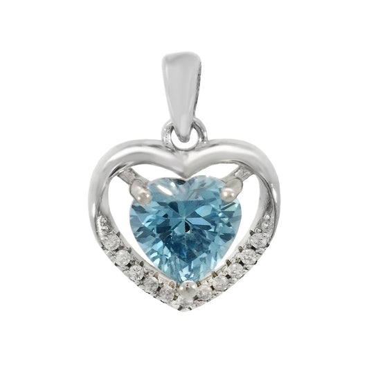 Aquamarine Birthstone Heart Pendant