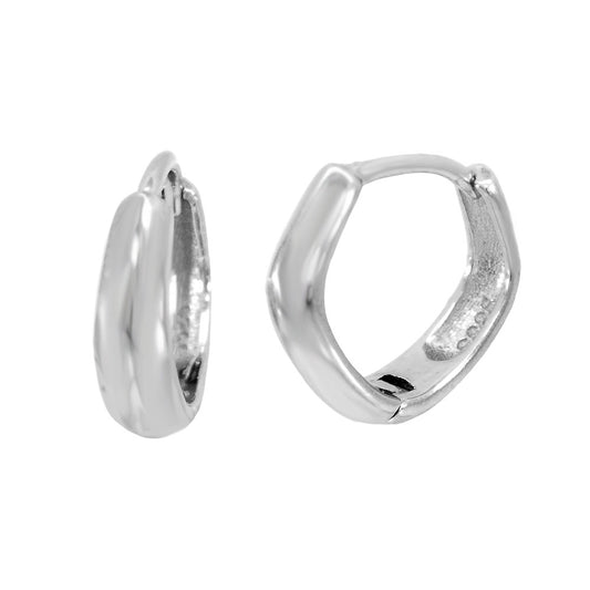 Sterling Silver Rhodium Square Huggie Hoop Earrings