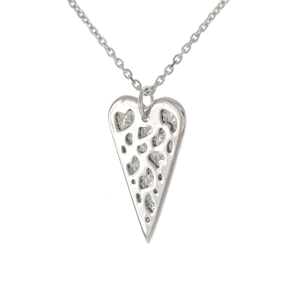 Sterling Silver Hammer Cut Pendant W Rhodium Necklace