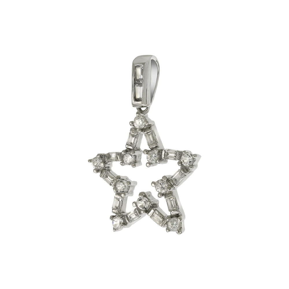 Baguette-Cut Star Outline Earrings & Pendant Set