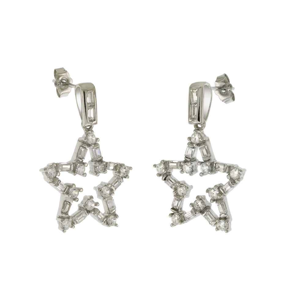 Baguette-Cut Star Outline Earrings & Pendant Set