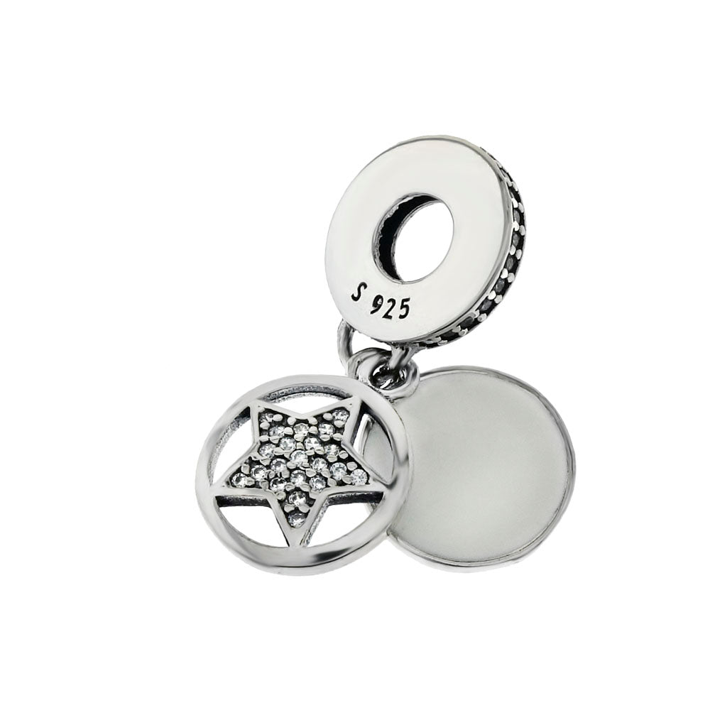 Sterling Silver Star CZ Slider Charm Pendant