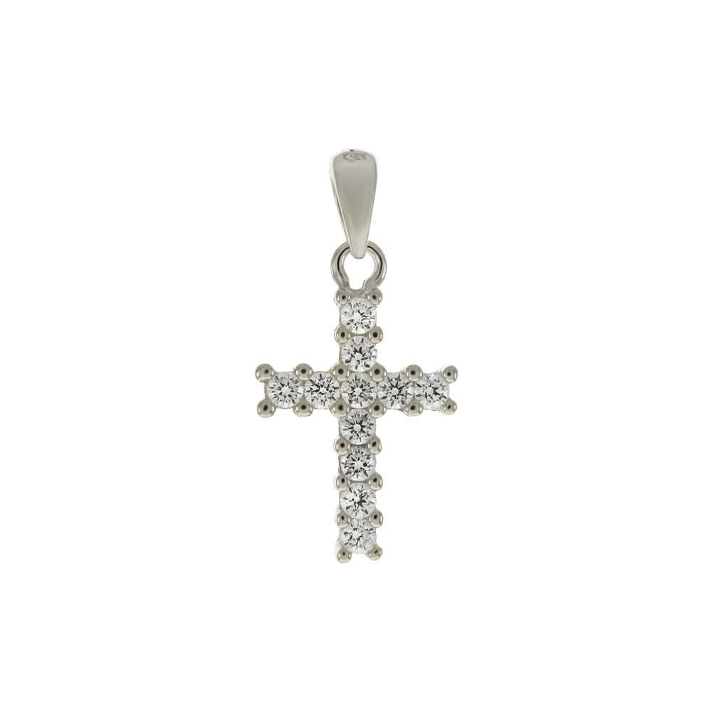 Sterling Silver Cubic Zirconia Small Cross Pendant