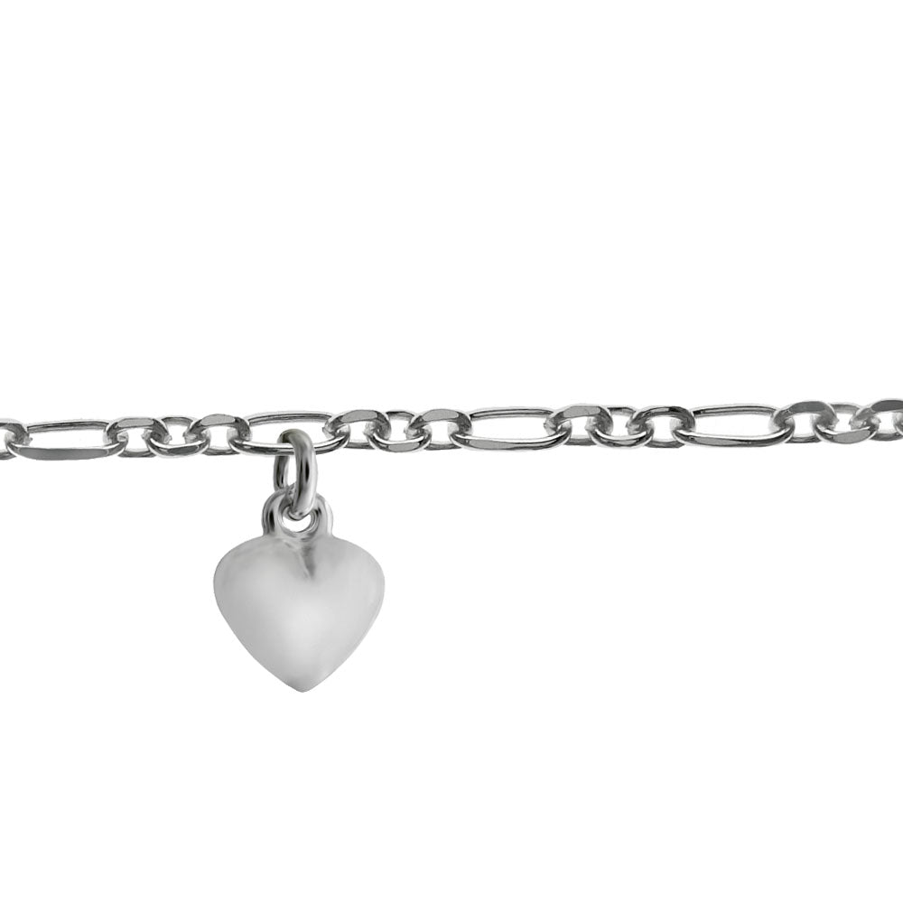 Italian Sterling Silver Dangle Heart Anklet