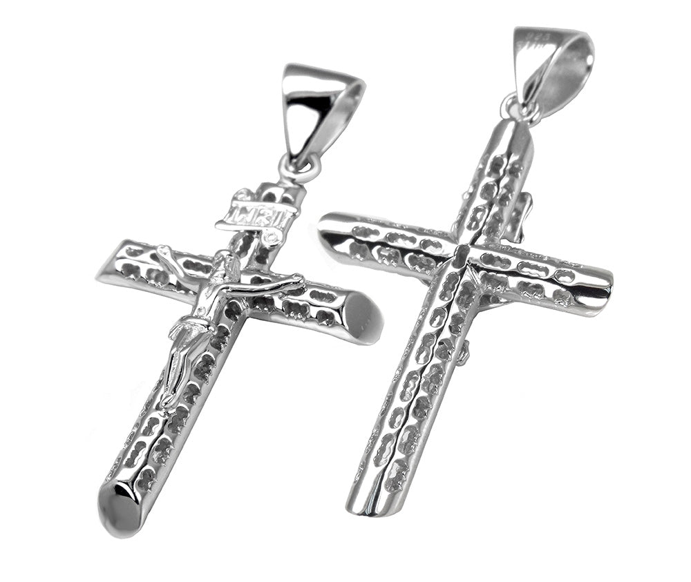 Crucifix Cross Rhodium Pendant