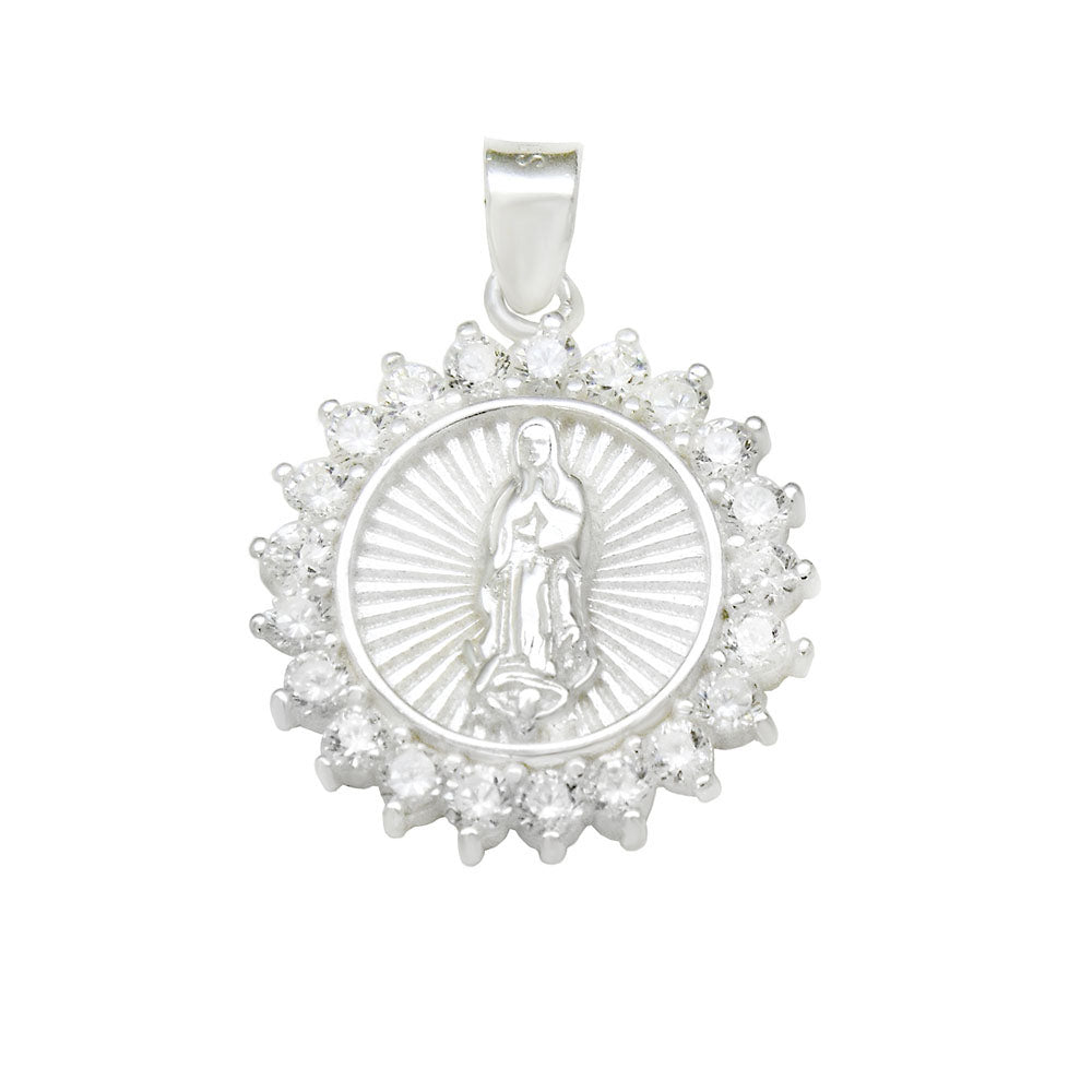 Lady of Guadalupe W. Cubic Zirconia Earrings & Pendant Set
