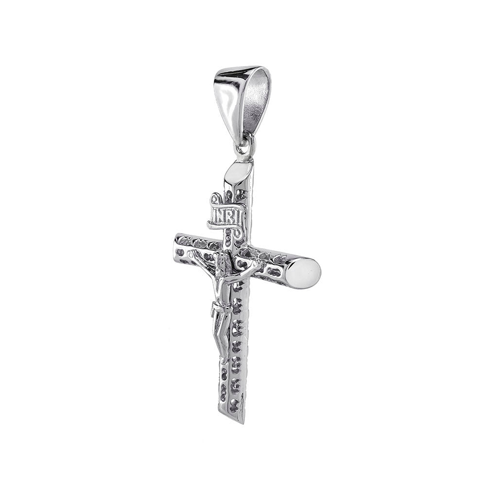 Crucifix Cross Rhodium Pendant