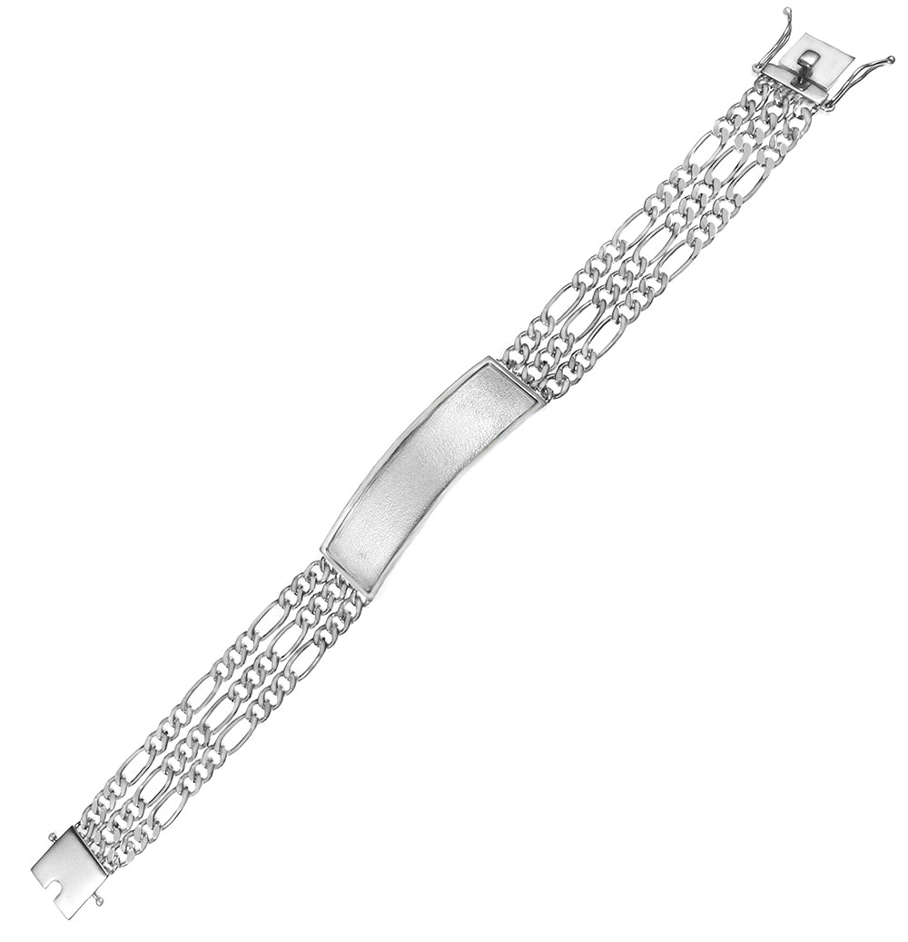 3-Strand 5mm Figaro Link Satin Finished ID Bracelet