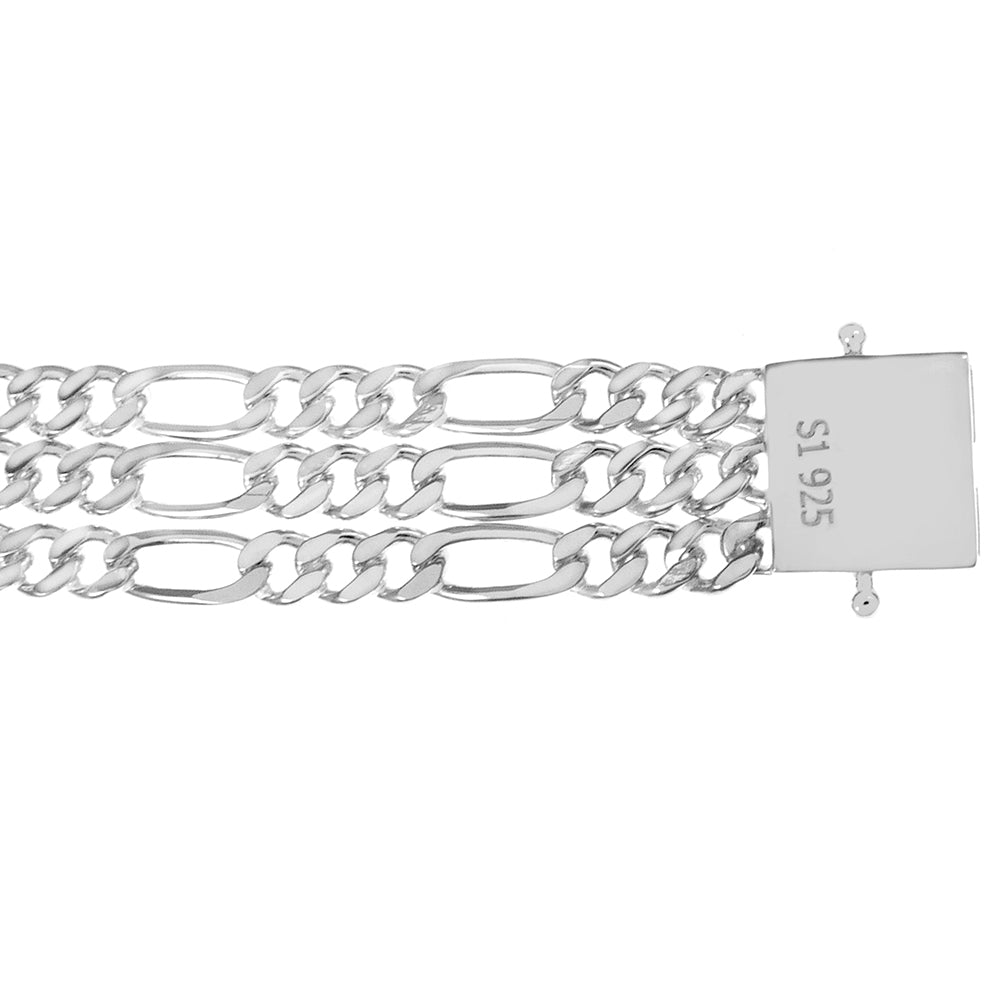 3-Strand 5mm Figaro Link Satin Finished ID Bracelet