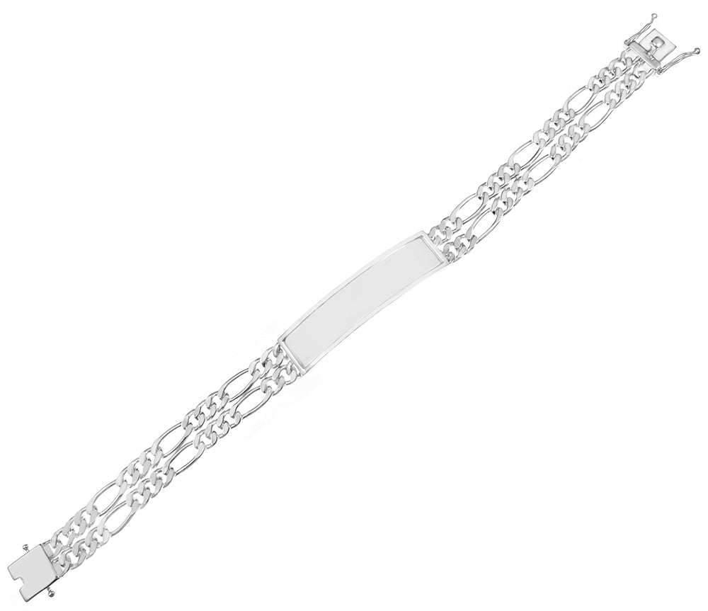 Double 6mm Figaro Link Polished ID Bracelet