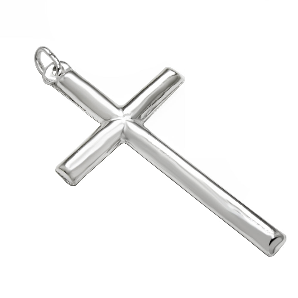 Italian Sterling Silver Round Tube Cross Pendant