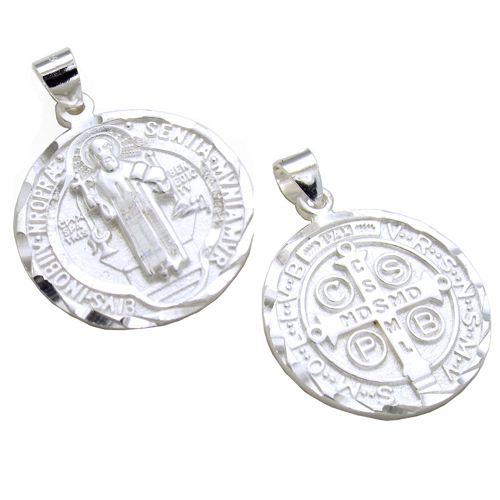 Saint Benedict Diamond Cut Medal Pendant