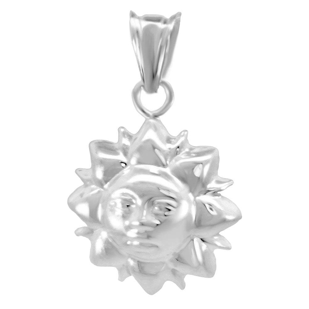 Italian Sterling Silver Double Side Puff Sun Pendant