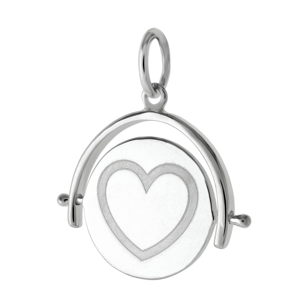 Sterling Silver Spinning Disc I LOVE YOU Heart Pendant