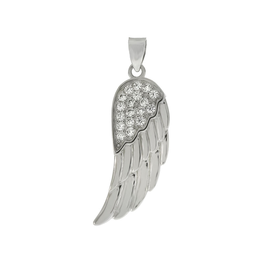 Sterling Silver Angel Wing Cubic Zirconia Pendant