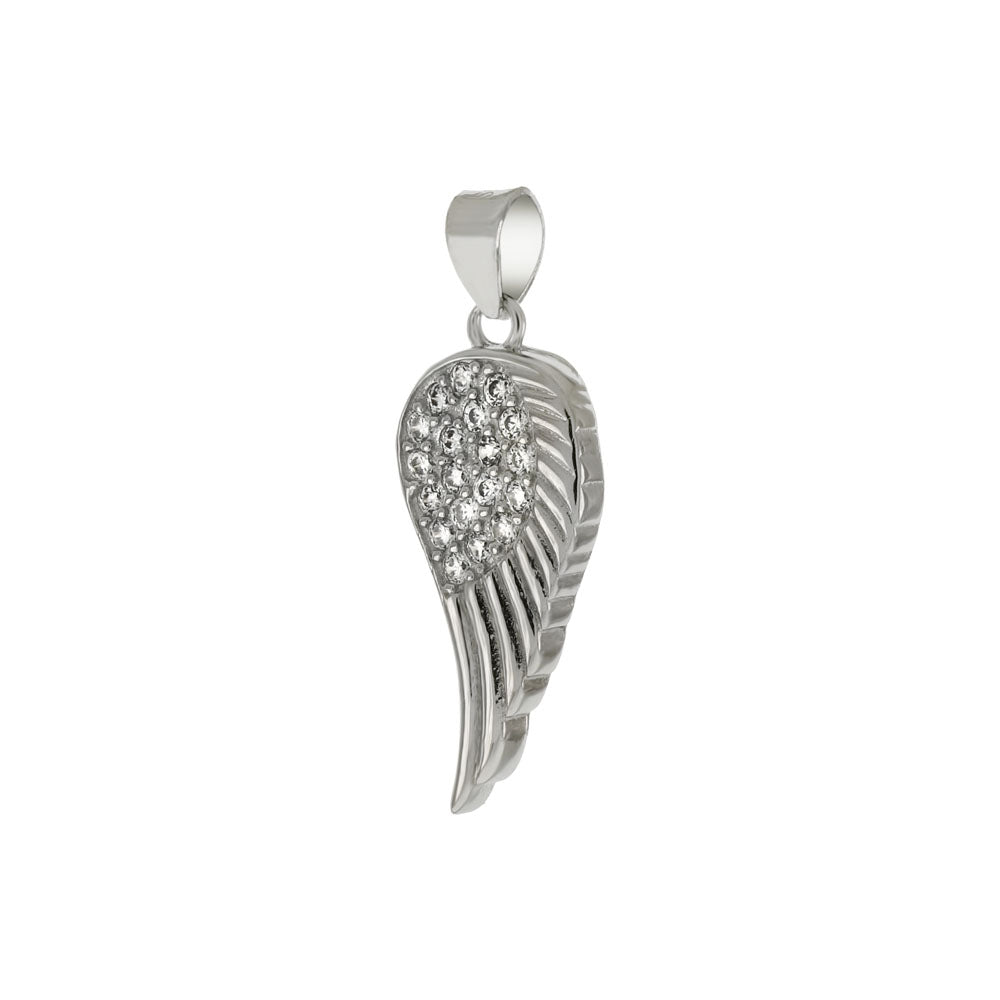 Sterling Silver Angel Wing Cubic Zirconia Pendant