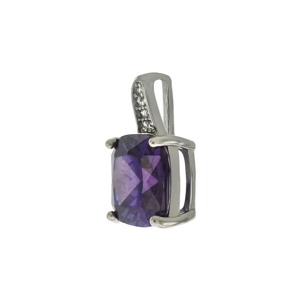 Princess Cut Amethyst with Halo Pendant