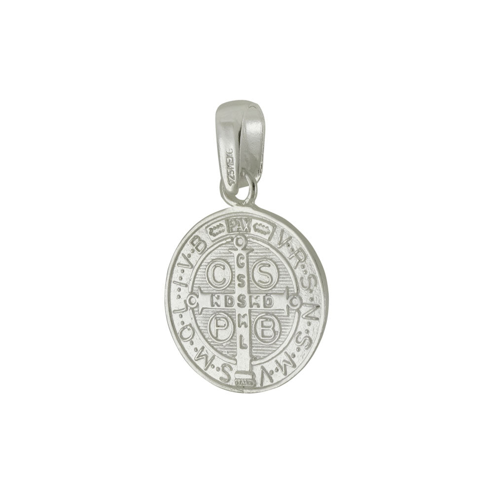 Double Side Saint Benedict Medal Sterling Silver Pendant