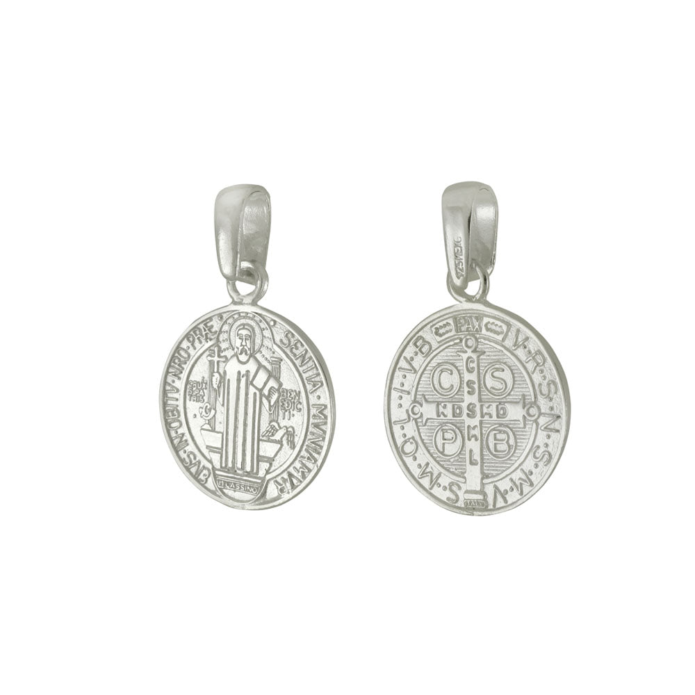 Double Side Saint Benedict Medal Sterling Silver Pendant