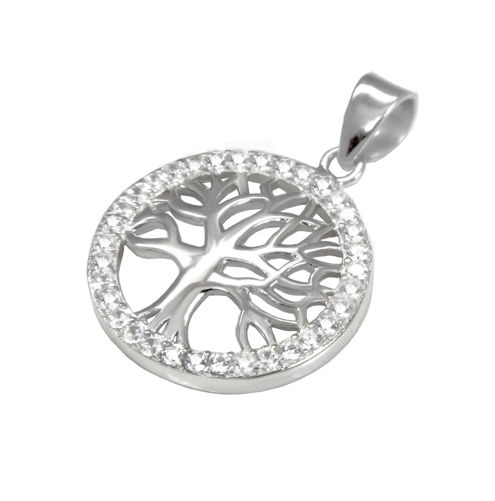 Sterling Silver Cubic Zirconia Tree Of Life Pendant