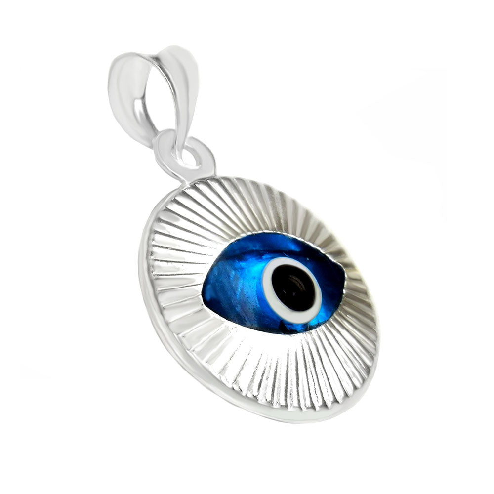 Sterling Silver Round Evil Eye Pendant