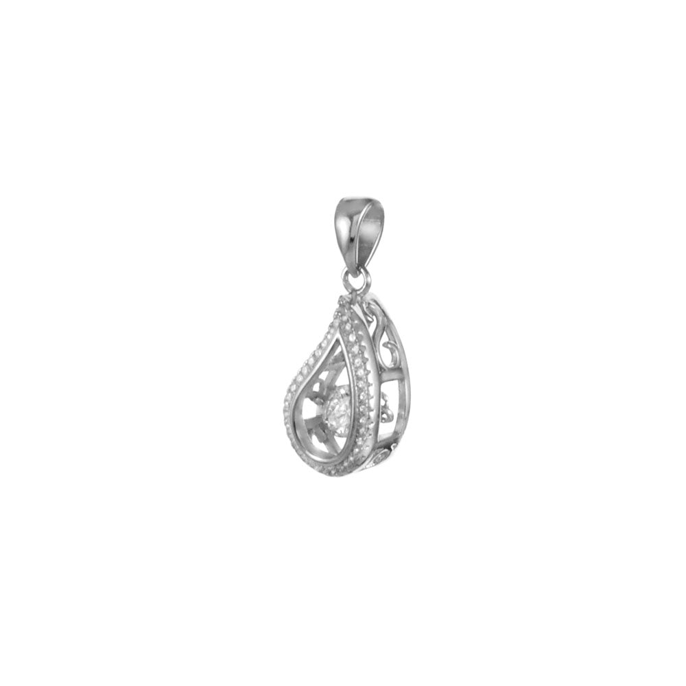 Motion CZ Sterling Silver Rhodium Pendant