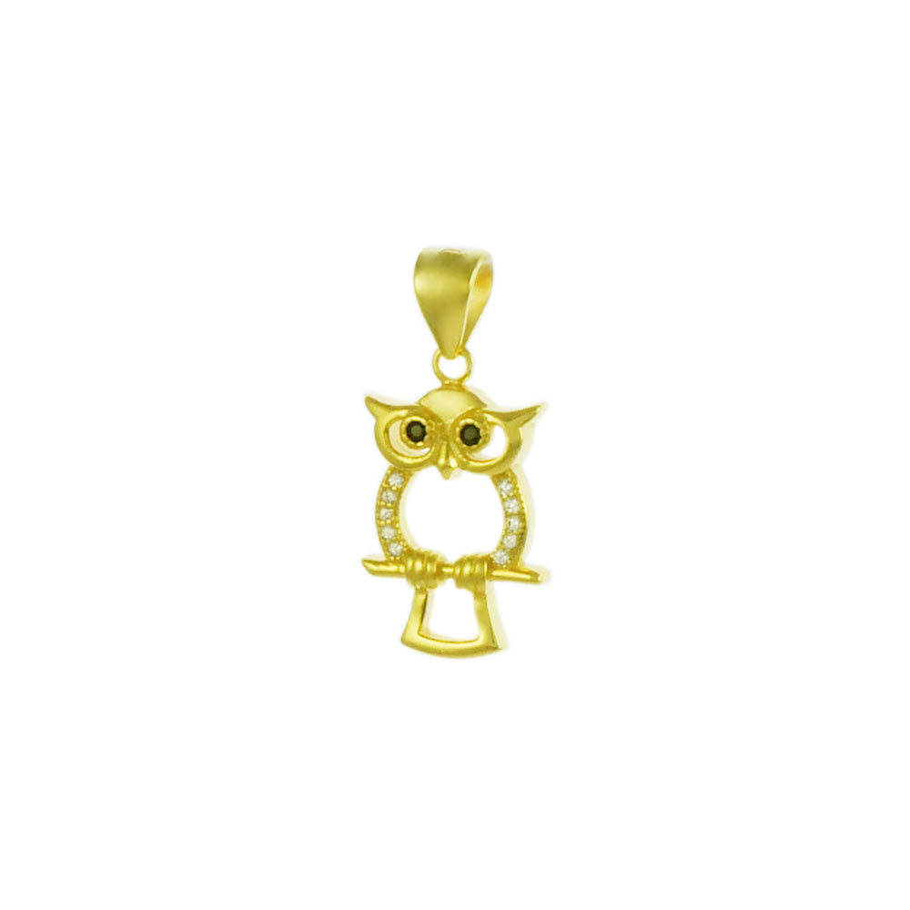 Sterling Silver Gold Plated Owl Pendant