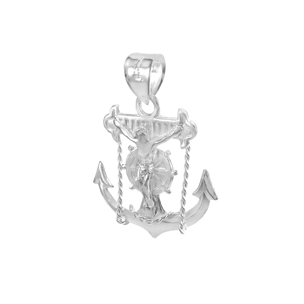 .925 Sterling Silver Crucifix Anchor Pendant