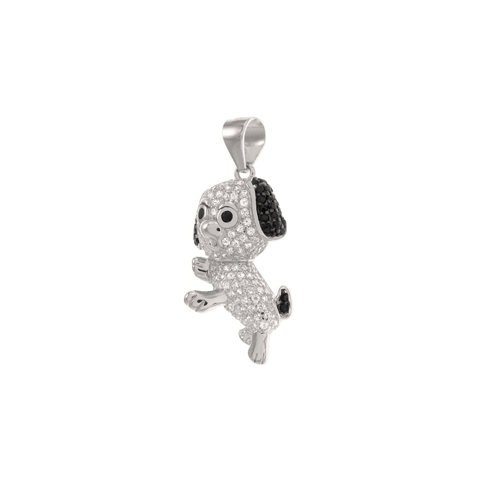 Black & White Pave CZ Dog Pendant