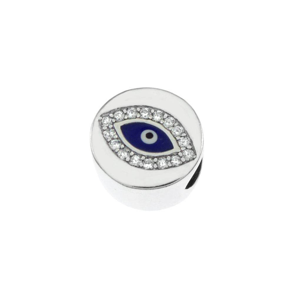 Evil Eye CZ Sterling Silver Bead Charm