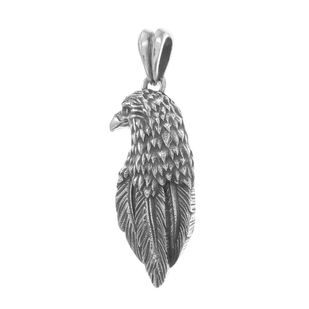 Eagle Head Sterling Silver Oxidized Pendant