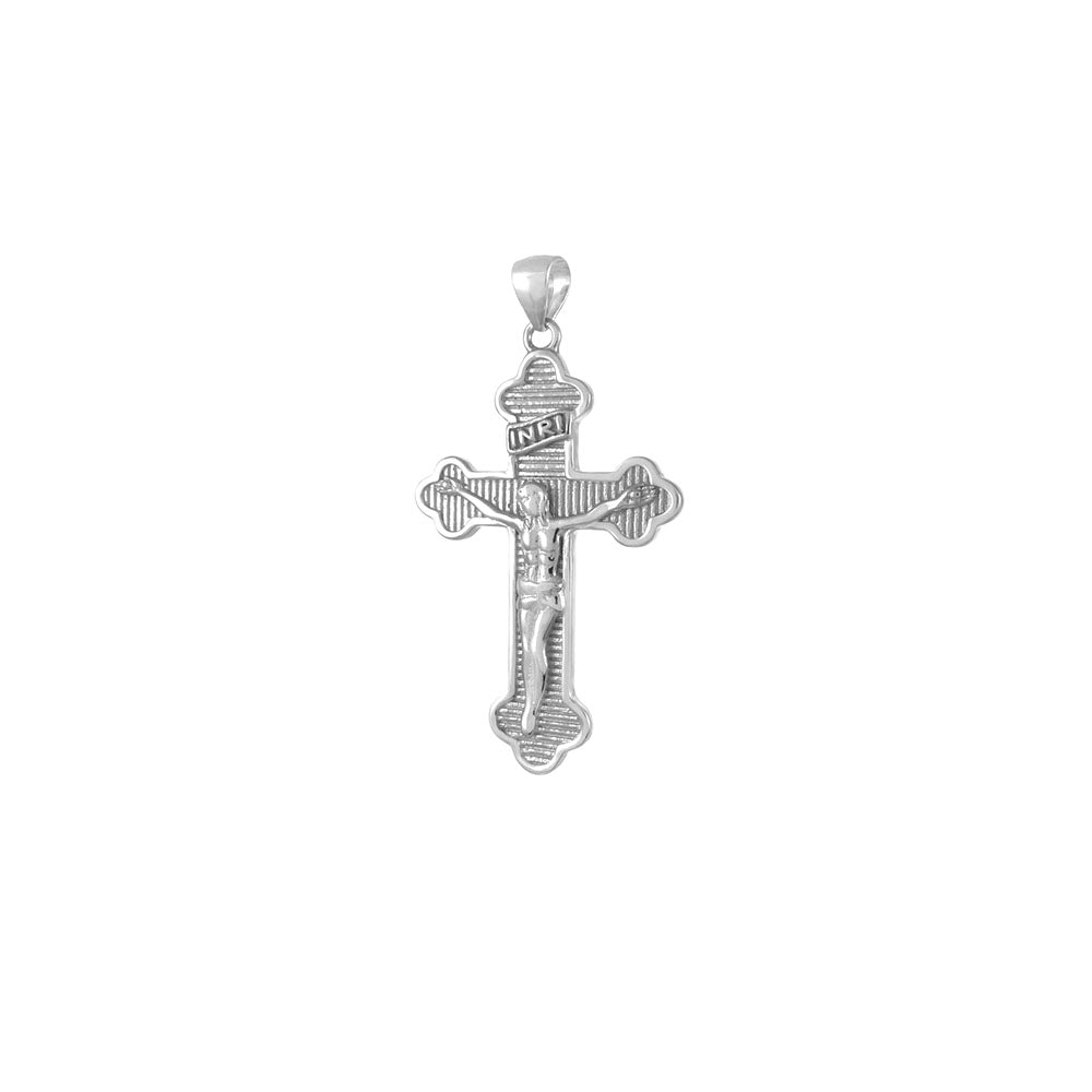 Crucifix Cross Sterling Silver Rhodium Pendant