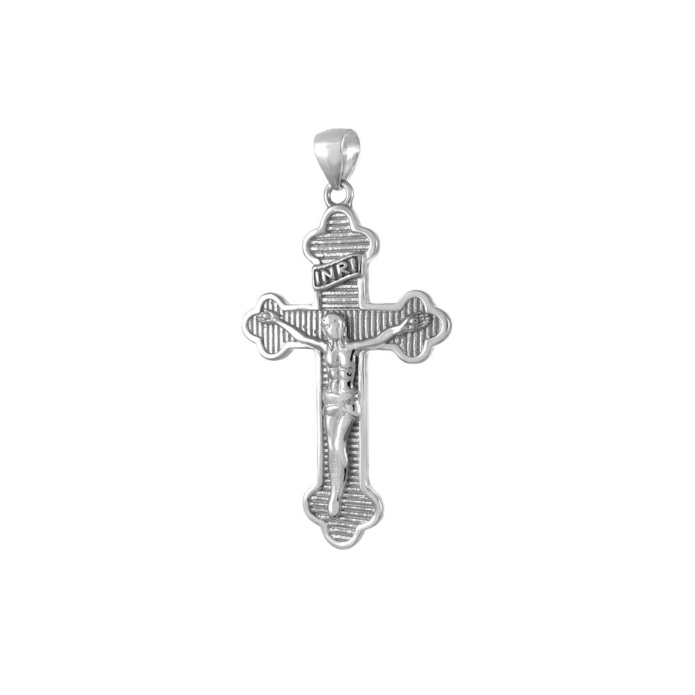 Crucifix Cross Sterling Silver Rhodium Pendant