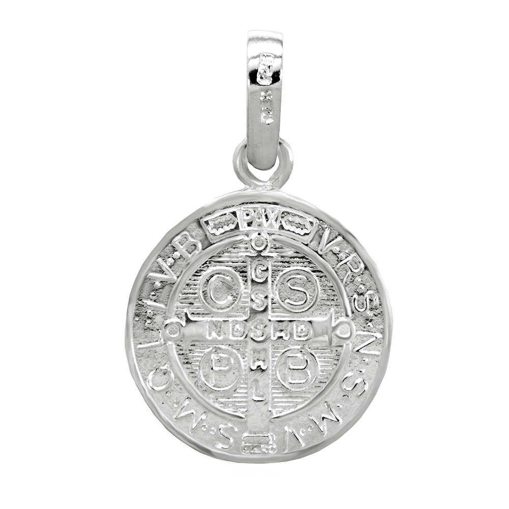 Sterling Silver Double Side Saint Benedict Medal Pendant