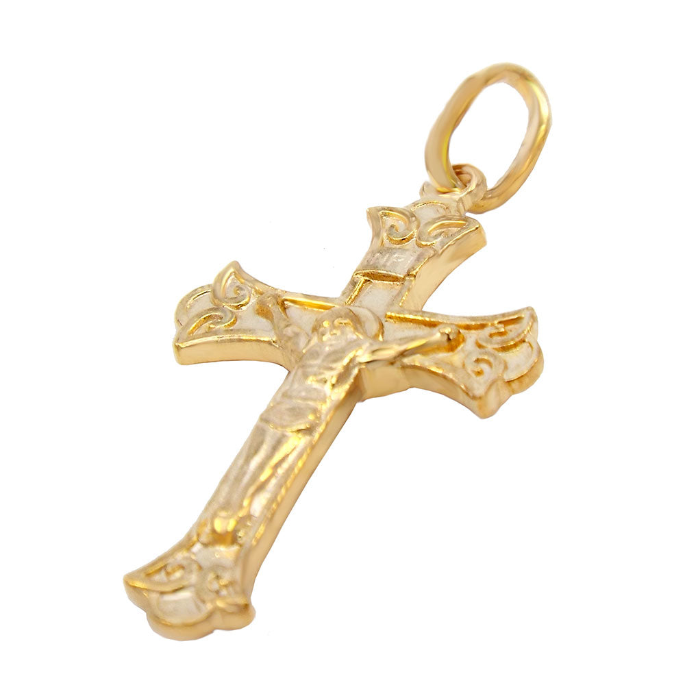 Crucifix Cross Sterling Silver Gold Plated Pendant