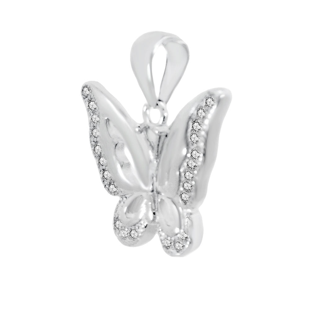 Cubic Zirconia Butterfly Sterling Silver Pendant