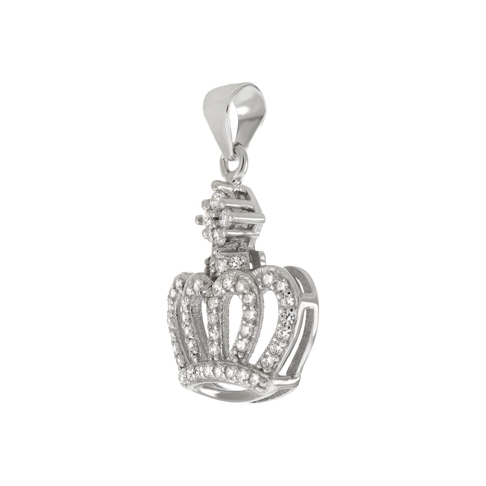 Sterling Silver Cubic Zirconia Crown Pendant