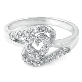 Sterling Silver Cubic Zirconia Heart Ring