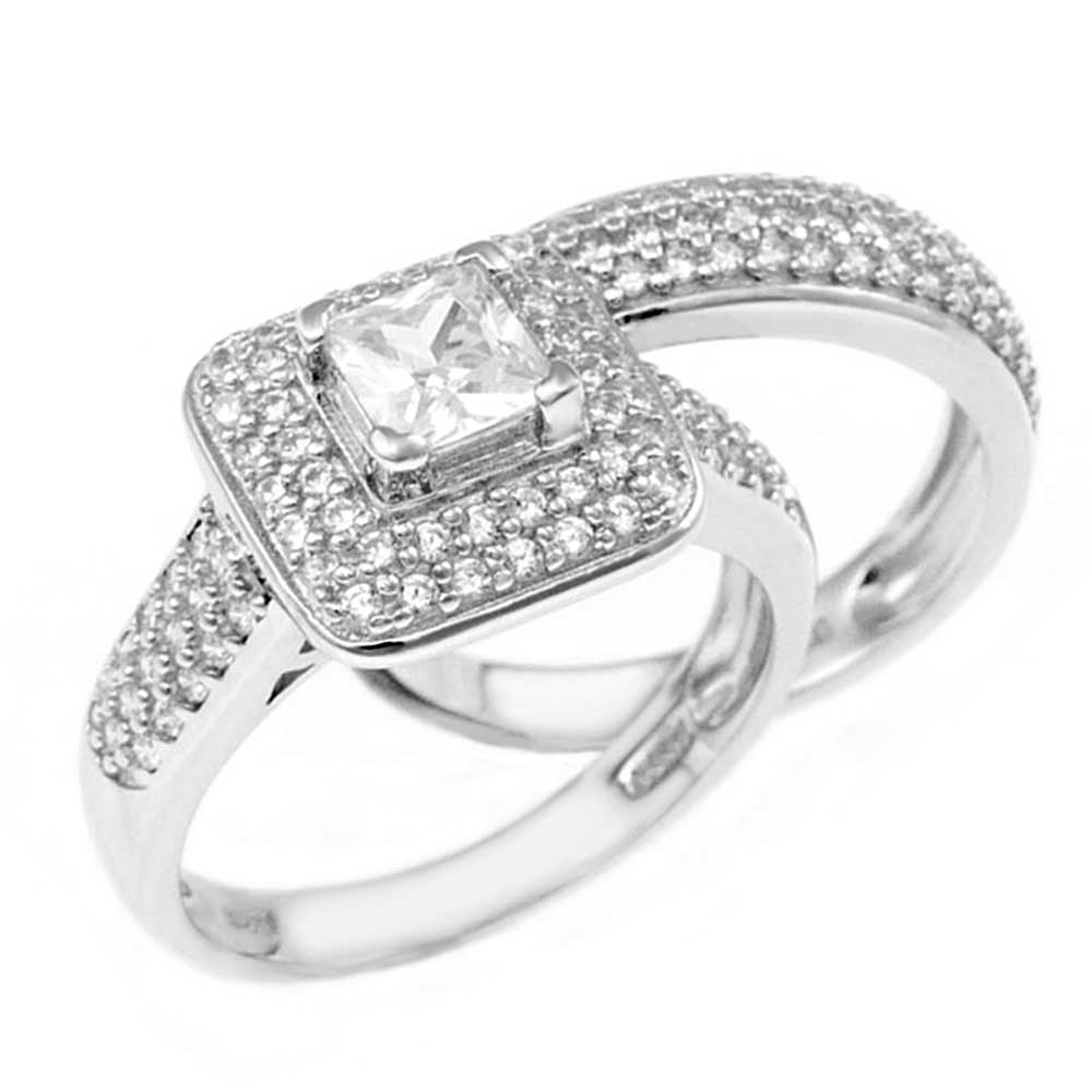 5x 5 Princess Cut CZ Wedding Ring Set